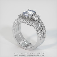 2.01 Ct. White Sapphire Ring, Platinum 950 2