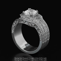 2.12 Ct. White Sapphire Ring, Platinum 950 2