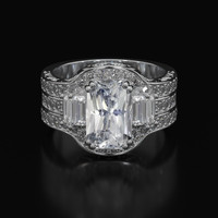 3.16 Ct. White Sapphire Ring, Platinum 950 1