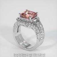 3.85 Ct. Pink Tourmaline Ring, 10K White Gold 2