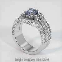 1.28 Ct. Greyish Blue Sapphire Ring, 10K White Gold 2