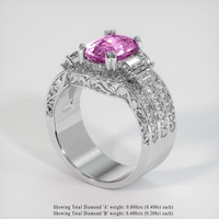 4.02 Ct. Pink Sapphire Ring, 10K White Gold 2
