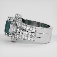 4.11 Ct. Greenish Blue Sapphire Ring, 14K White Gold 4