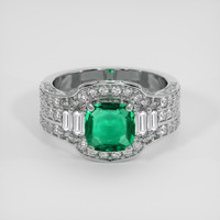 1.09 Ct. Emerald Ring, 18K White Gold 1