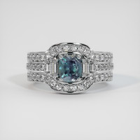 1.13 Ct. Bluish Green to Reddish Purple Alexandrite Ring, 18K White Gold 1