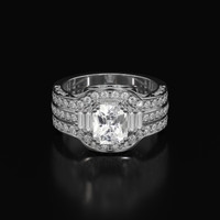 2.12 Ct. White Sapphire Ring, 18K White Gold 1