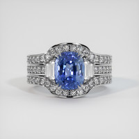 5.03 Ct. Blue Sapphire Ring, 18K White Gold 1