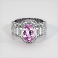 4.02 Ct. Pink Sapphire Ring, 18K White Gold 1