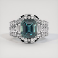 4.11 Ct. Greenish Blue Sapphire Ring, 18K White Gold 1