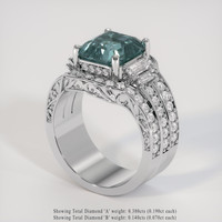 4.11 Ct. Greenish Blue Sapphire Ring, 18K White Gold 2