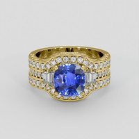 2.21 Ct. Blue Sapphire Ring, 14K Yellow Gold 1