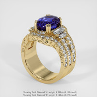 3.54 Ct. Color Change Sapphire Ring, 18K Yellow Gold 2