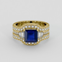 1.94 Ct. Blue Sapphire Ring, 18K Yellow Gold 1