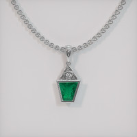 0.65 Ct. Emerald Pendant, 18K White Gold 1