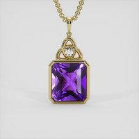 12.24 Ct. Purple Amethyst Pendant, 14K Yellow Gold 1