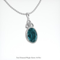 10.26 Ct. Bluish Green Sapphire Pendant, Platinum 950 2