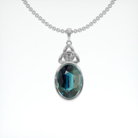 10.26 Ct. Bluish Green Sapphire Pendant, 14K White Gold 1
