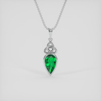 0.92 Ct. Emerald Pendant, 18K White Gold 1