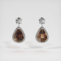 5.04 Ct.Tw. Brown Sapphire Earrings, 14K White Gold 1