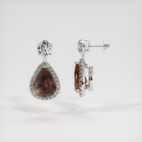 5.04 Ct.Tw. Brown Sapphire Earrings, 14K White Gold 2