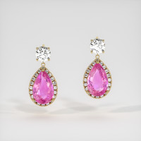 4.08 Ct.Tw. Pink Sapphire Earrings, 18K Yellow Gold 1