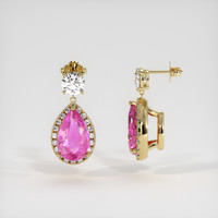 4.08 Ct.Tw. Pink Sapphire Earrings, 18K Yellow Gold 2