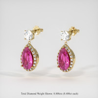 4.08 Ct.Tw. Pink Sapphire Earrings, 18K Yellow Gold 3