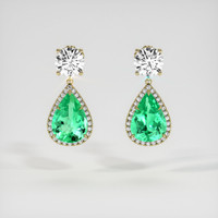 7.16 Ct.Tw. Emerald Earrings, 18K Yellow Gold 1