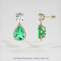 7.16 Ct.Tw. Emerald Earrings, 18K Yellow Gold 2