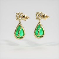 7.16 Ct.Tw. Emerald Earrings, 18K Yellow Gold 4