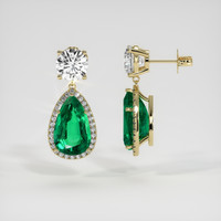 8.53 Ct.Tw. Emerald Earrings, 18K Yellow Gold 2