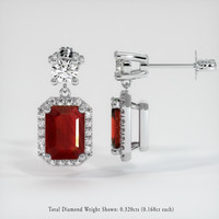 <span>1.06</span>&nbsp;<span class="tooltip-light">Ct.Tw.<span class="tooltiptext">Total Carat Weight</span></span> Ruby Earrings, Platinum 950 2