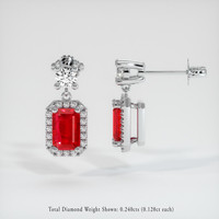 <span>0.56</span>&nbsp;<span class="tooltip-light">Ct.Tw.<span class="tooltiptext">Total Carat Weight</span></span> Ruby Earrings, Platinum 950 2