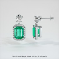 2.80 Ct.Tw. Emerald Earrings, 18K White Gold 2