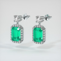 2.80 Ct.Tw. Emerald Earrings, 18K White Gold 3