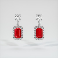 1.54 Ct.Tw. Ruby Earrings, 18K White Gold 1