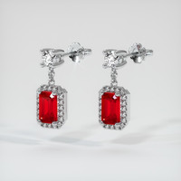 1.54 Ct.Tw. Ruby Earrings, 18K White Gold 3