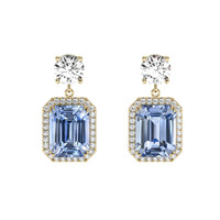 12.19 Ct.Tw. Blue Sapphire Earrings, 18K Yellow Gold 1