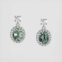 <span>1.74</span> <span class="tooltip-light">Ct.Tw.<span class="tooltiptext">Total Carat Weight</span></span> Green Sapphire Earrings, Platinum 950 1