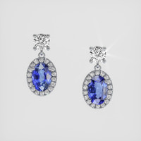 <span>1.46</span> <span class="tooltip-light">Ct.Tw.<span class="tooltiptext">Total Carat Weight</span></span> Blue Sapphire Earrings, 14K White Gold 1