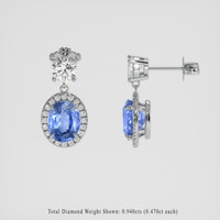 <span>4.10</span> <span class="tooltip-light">Ct.Tw.<span class="tooltiptext">Total Carat Weight</span></span> Blue Sapphire Earrings, 14K White Gold 2