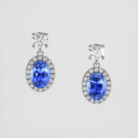 <span>2.17</span>&nbsp;<span class="tooltip-light">Ct.Tw.<span class="tooltiptext">Total Carat Weight</span></span> Blue Sapphire Earrings, 18K White Gold 1