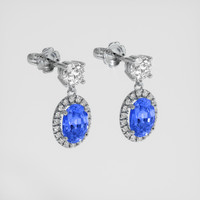 <span>2.17</span>&nbsp;<span class="tooltip-light">Ct.Tw.<span class="tooltiptext">Total Carat Weight</span></span> Blue Sapphire Earrings, 18K White Gold 3