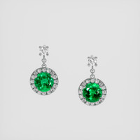 <span>1.51</span>&nbsp;<span class="tooltip-light">Ct.Tw.<span class="tooltiptext">Total Carat Weight</span></span> Emerald Earrings, 18K White Gold 1