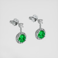 <span>1.51</span> <span class="tooltip-light">Ct.Tw.<span class="tooltiptext">Total Carat Weight</span></span> Emerald Earrings, 18K White Gold 3