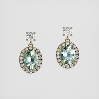<span>2.37</span> <span class="tooltip-light">Ct.Tw.<span class="tooltiptext">Total Carat Weight</span></span> Green Sapphire Earrings, 14K Yellow Gold 1