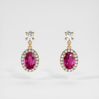 1.28 Ct.Tw. Pink Sapphire Earrings, 14K Yellow Gold 1