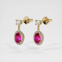 1.28 Ct.Tw. Pink Sapphire Earrings, 14K Yellow Gold 3