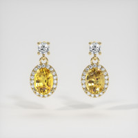 2.65 Ct.Tw. Yellow Sapphire Earrings, 14K Yellow Gold 1