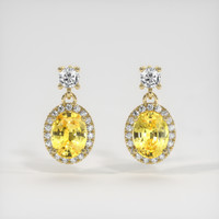 2.59 Ct.Tw. Yellow Sapphire Earrings, 14K Yellow Gold 1